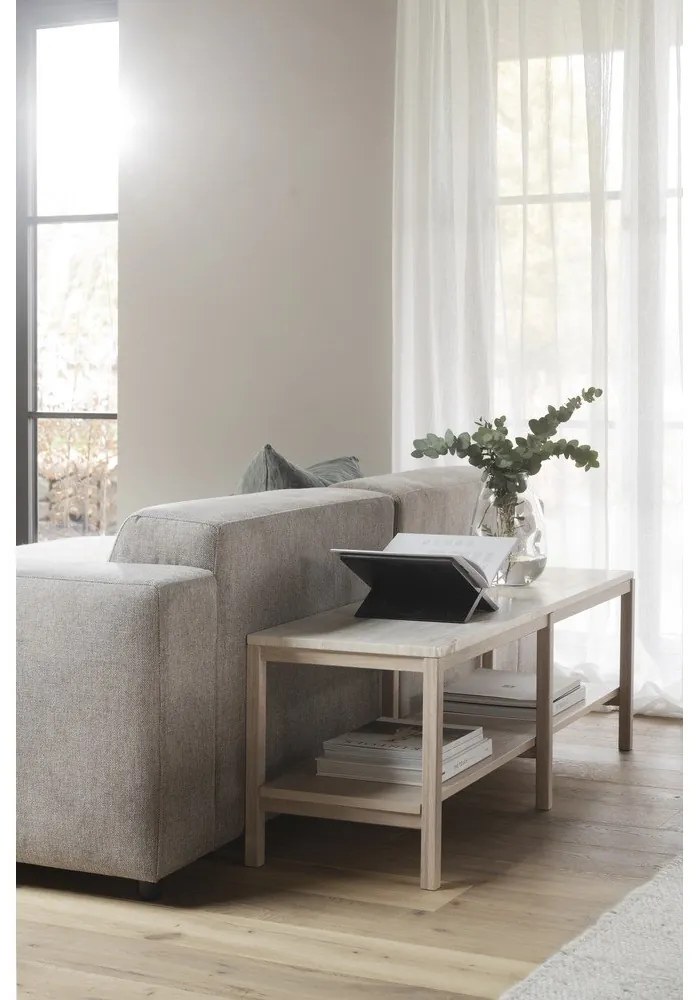 Fehér-natúr színű konzolasztal kő asztallappal 140x40 cm Orwel - Rowico