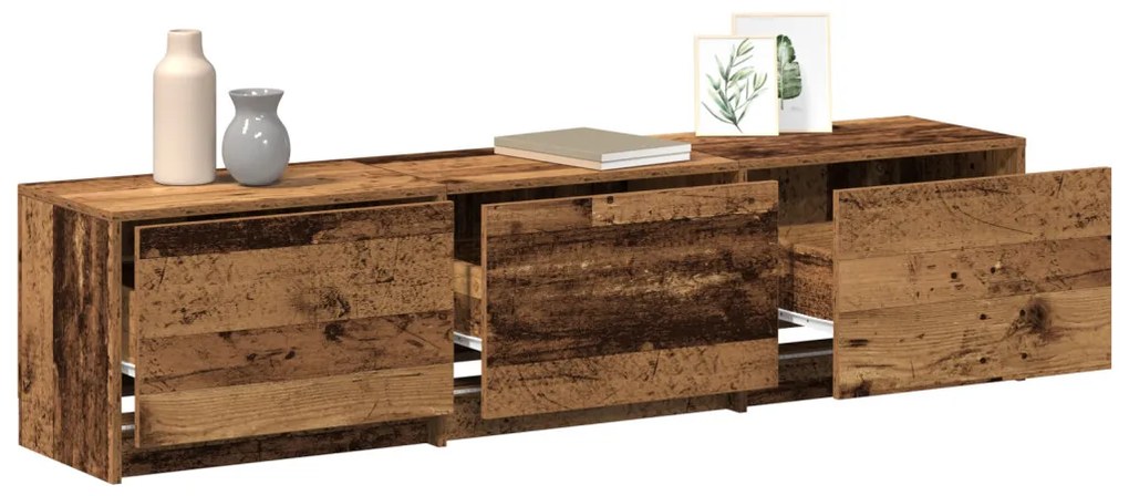 TV Szekrény LED Régi Fa 162.5x34x40 cm Műszaki Fa