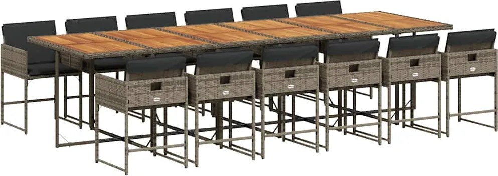 vidaXL 13 részes szürke polyrattan kerti ülőgarnitúra párnákkal