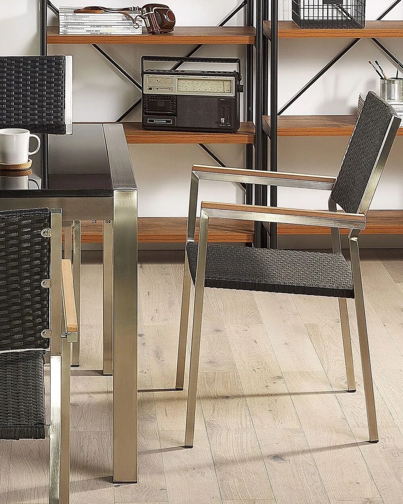 Szék szett 6db Grosso (fekete) (rattan). 1011518