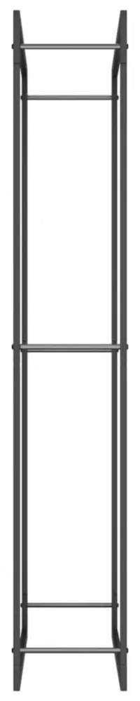 matt fekete acél tűzifatartó 80x28x154 cm