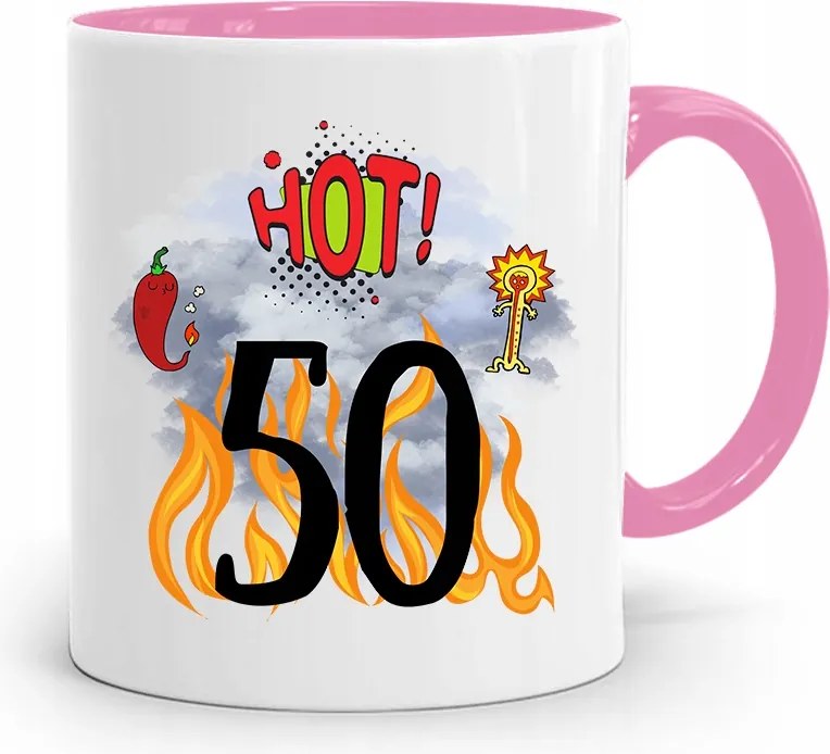 Születésnapra 50 50-es 50-es Bögre Rózsaszín Ajándék fényképes nyomattal