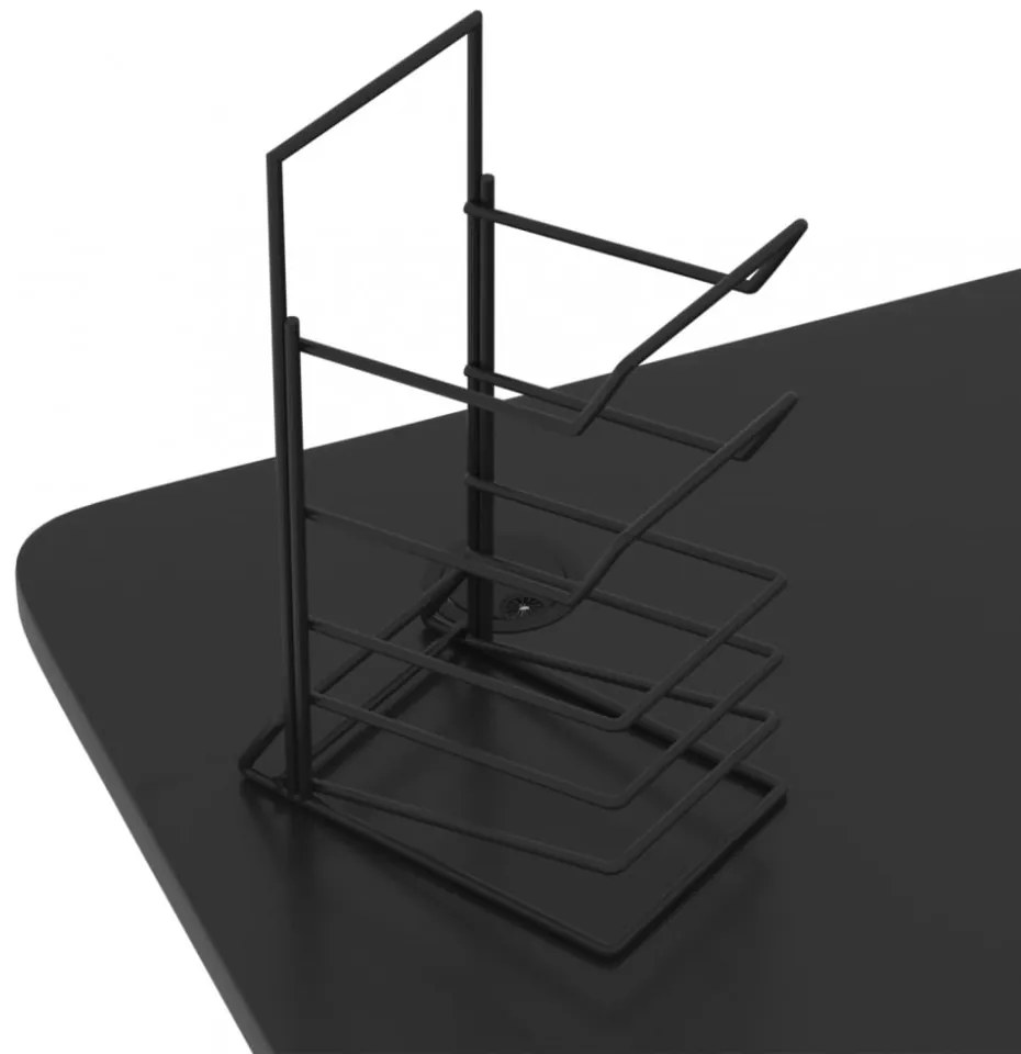 fekete Z-lábú LED-es gamer asztal 110 x 60 x 75 cm