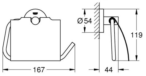 GROHE 40367001 - ESSENTIALS WC-papírtartó, 167 x 119 mm, fényes króm