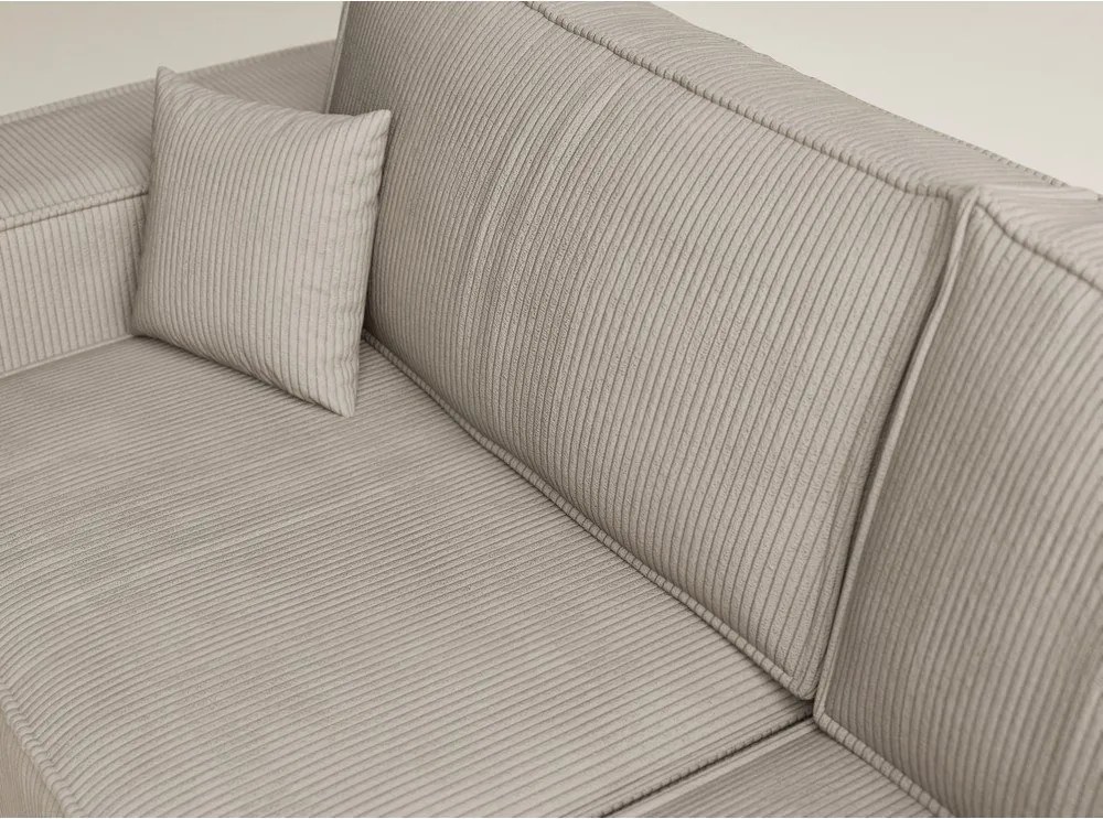 Bézs kordbársony kinyitható-tárolóhelyes sarokkanapé (jobb oldali-L alakú) Tonga – Maison de Rêve