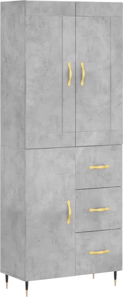 vidaXL betonszürke szerelt fa magasszekrény 69,5 x 34 x 180 cm