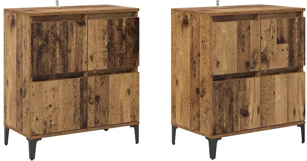 vidaXL Oldalszekrények 2 pcs Öreg fa 60 x 35 x 70 cm Faanyag