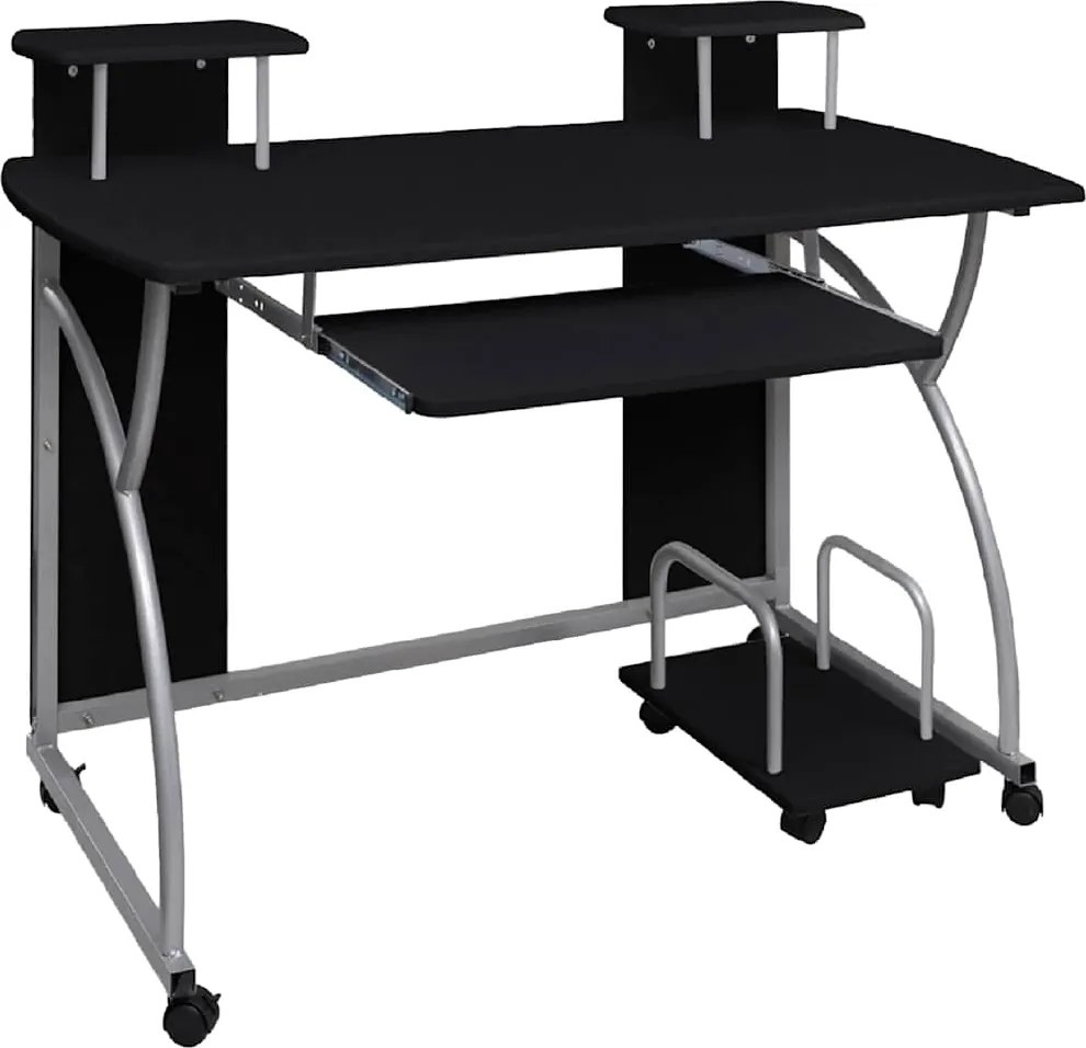 vidaXL fekete szerelt fa számítógépasztal 110 x 52 x 88,5 cm