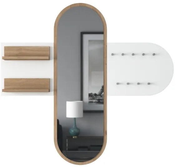 Fali tükör RANI 125x120 cm fehér/barna