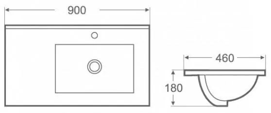 AREZZO design Texas 90x46 mosdótál jobbos AR-090J