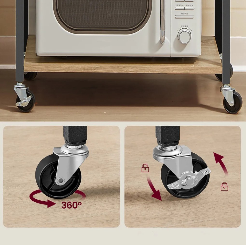 Gurulós tárolóasztal 3 polccal TAYLOR ARTISAN 60x40 cm