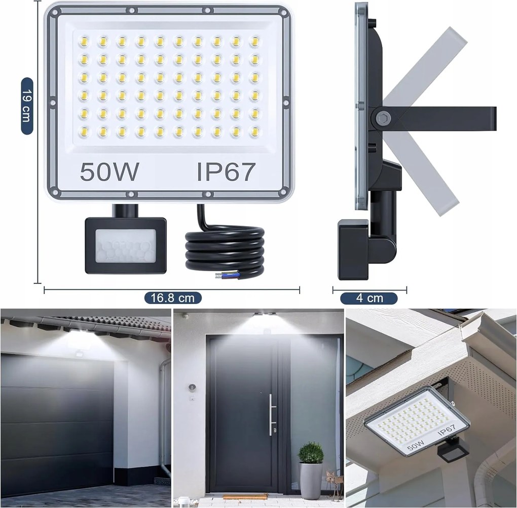 50 W-os Led reflektor kültéri mozgásérzékelővel,