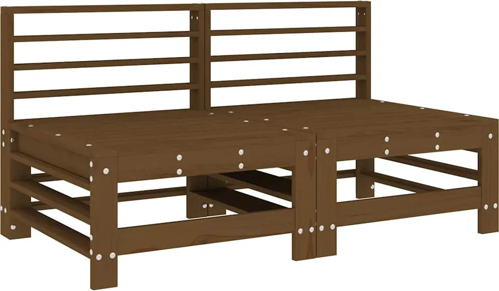 vidaXL 2 db mézbarna tömör fenyőfa kerti középső kanapé