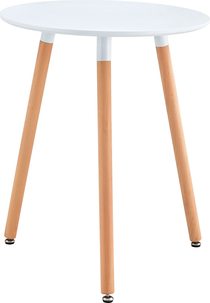Étkezőasztal, fehér/bükk, átmérő 60 cm, ELCAN NEW TYP 1