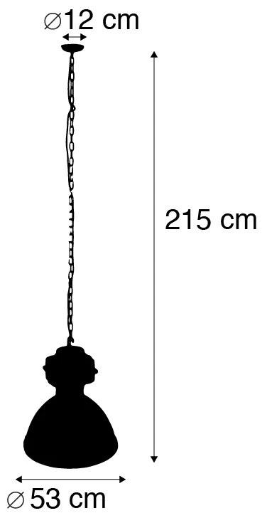 Okos ipari függőlámpa fekete 53 cm, A60 Wifi-vel - Sicko