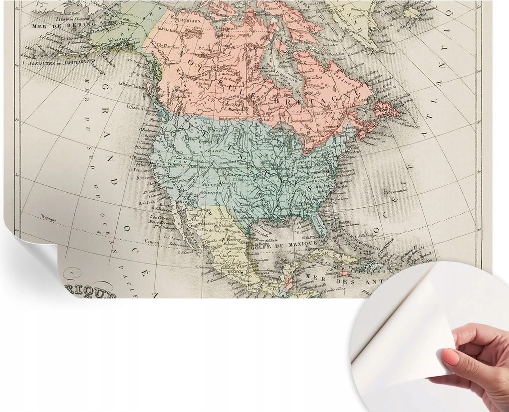 Öntapadós tapéta Fali furnér 3D hatás Történelmi térkép 416x254 cm