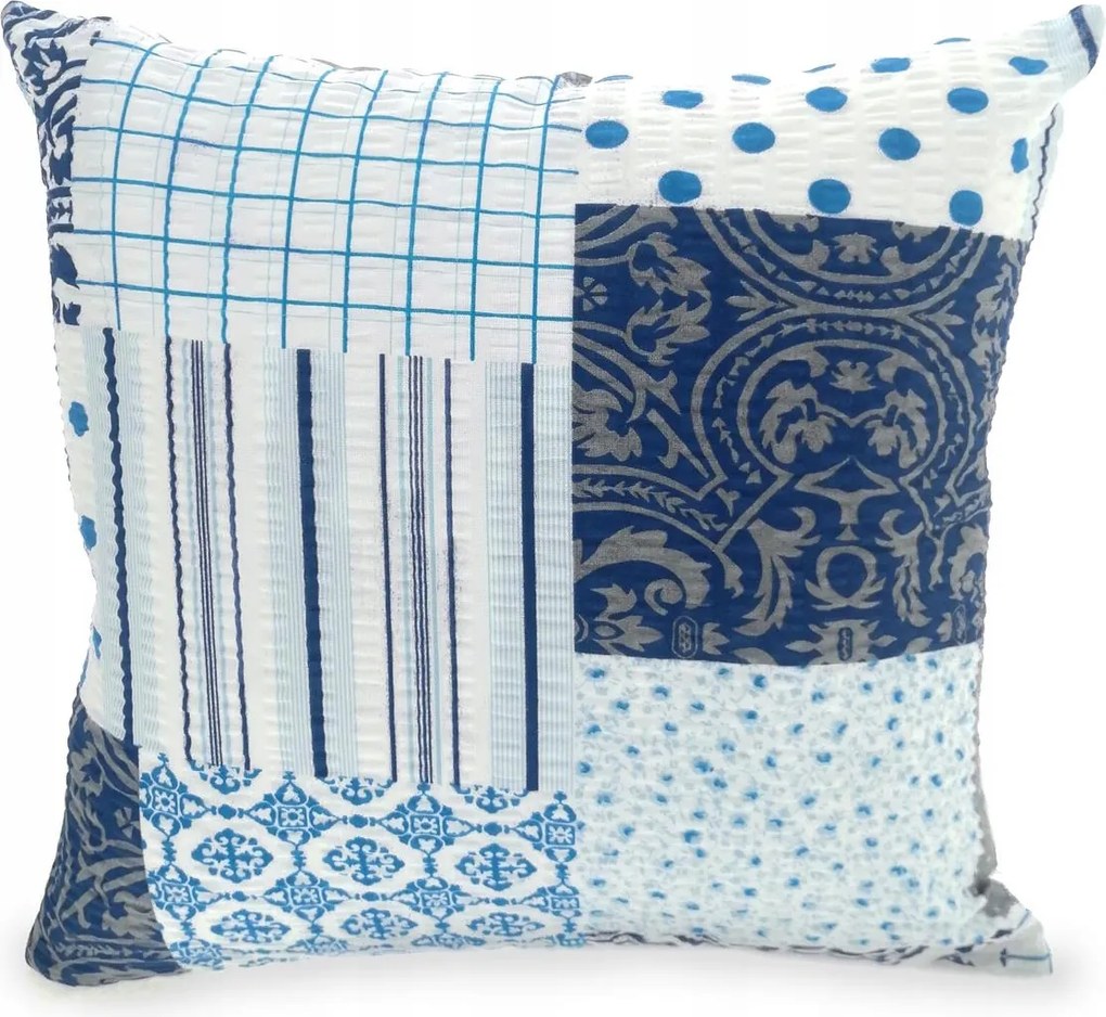 Fakéreg párnahuzat 70x80 sötétkék tengeri kockás patchwork mintás
