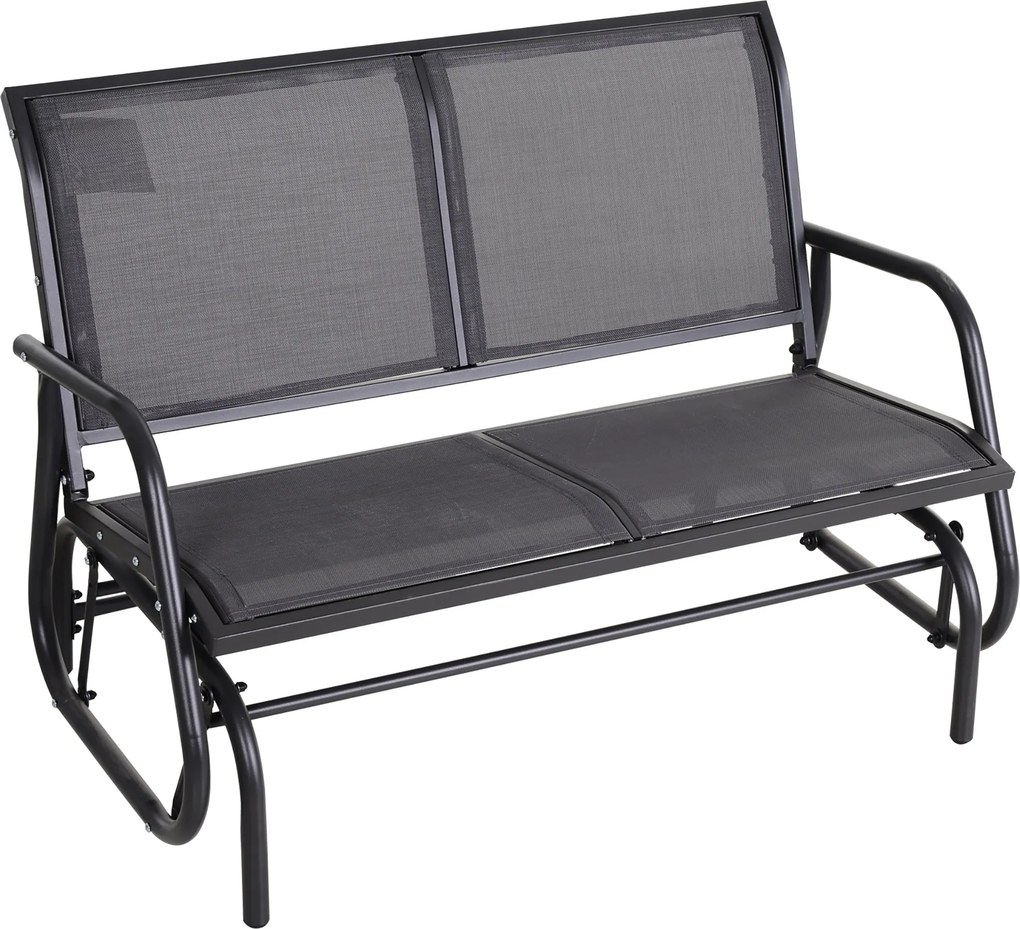 Outsunny 2-Fős Hinta Székes Kerti Pad Hinta Mechanizmussal, Fém Kerti Pad, 200 kg terhelhetőséggel, Kerti Bútor, 120 x 70 x 85 cm, Szürke | Aosom