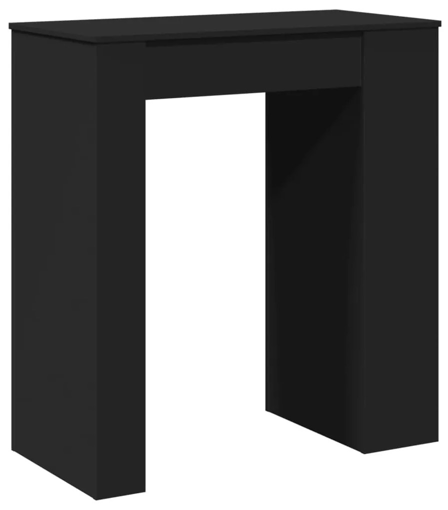 fekete szerelt fa tárolórekeszes bárasztal 95 x 47 x 103,5 cm
