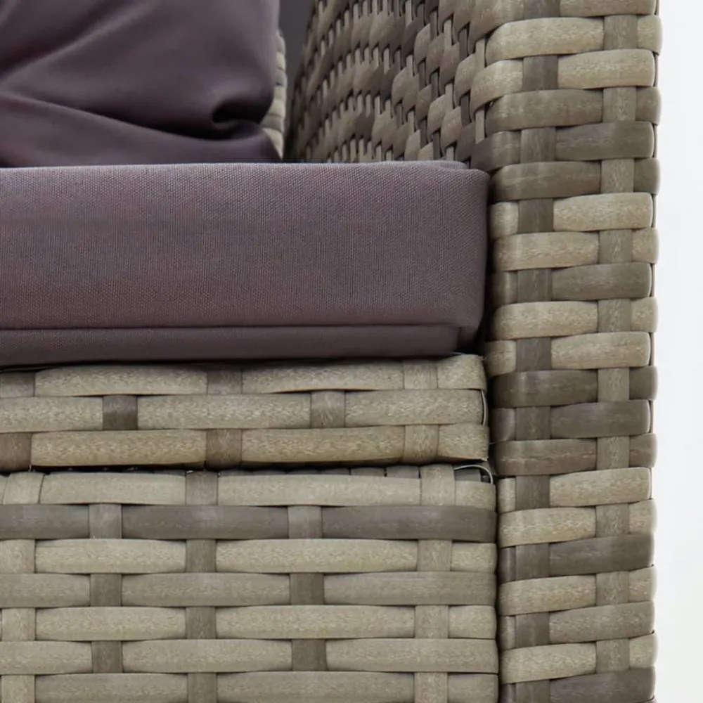 2-részes szürke polyrattan kerti bútorszett párnákkal
