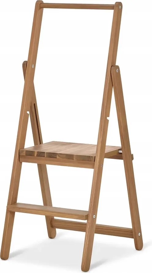 Tömör akácfából készült lépcsőlétra kétfokozatú összecsukható dekoratív