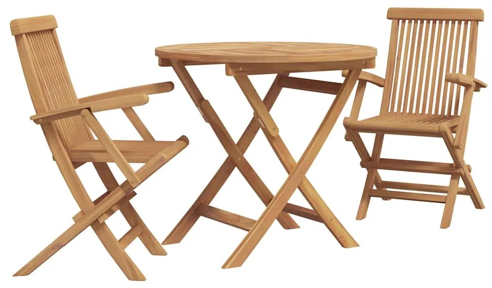 vidaXL Kert étkező szett 3 pcs Barna Tömör Akácfa