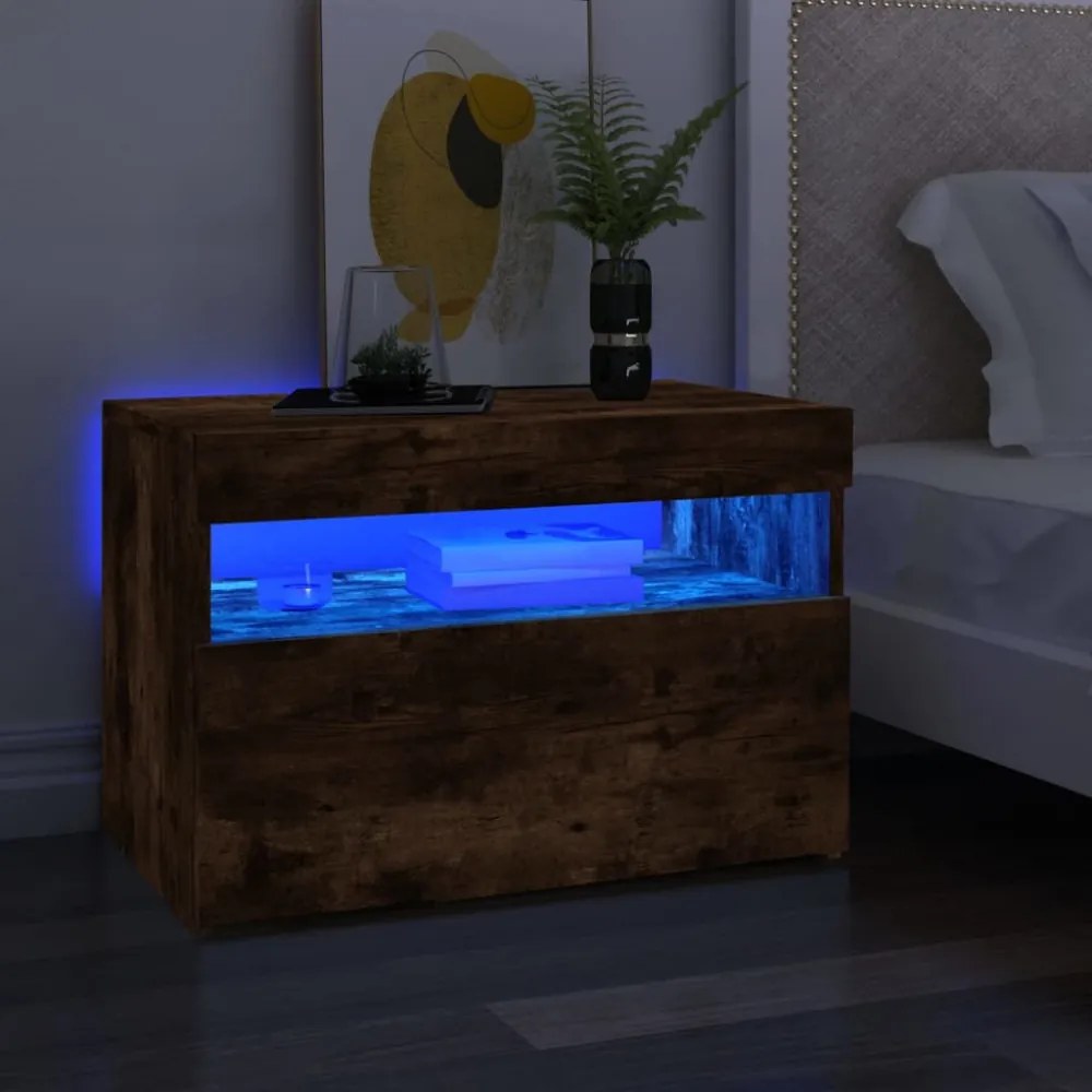 füstös tölgy színű TV-szekrény LED-világítással 60 x 35 x 40 cm