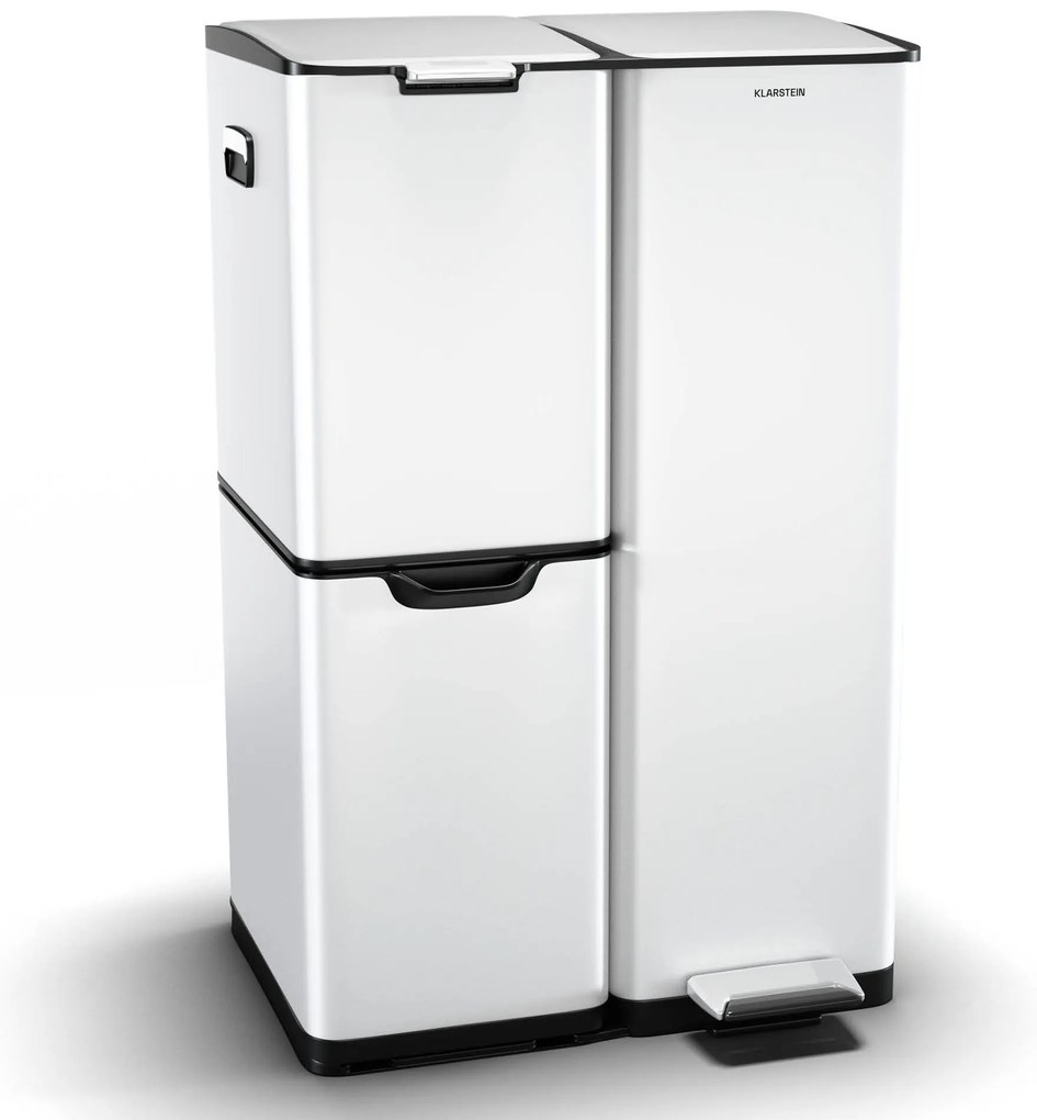 Klarstein Tiyo 3 az 1-ben hulladékgyűjtő 60 l, 30 l + 17 l + 13 l, hulladékválogatás, csendes záródás, rozsdamentes acél fedél