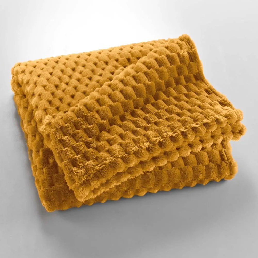 Okkersárga mikroflanel takaró 125x150 cm Mini Frosty – douceur d'intérieur