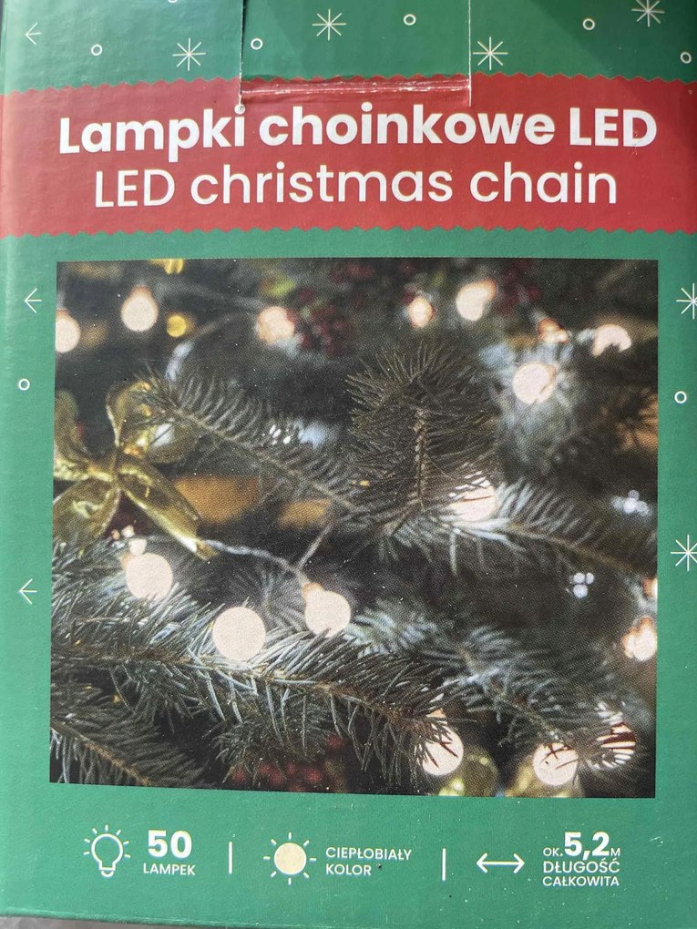 Karácsonyfa lámpák klasszikus akkumulátoros vezeték nélküli 50 lámpa 5,2m