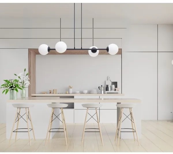 Csillár zsinóron FIRA 4xE27/60W/230V fekete