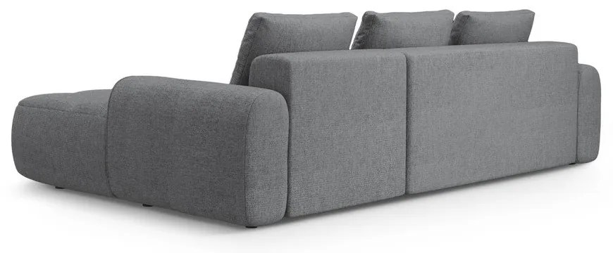 Szürke kinyitható-tárolóhelyes sarokkanapé (jobb oldali-heverő résszel) Linz – Cosmopolitan Design