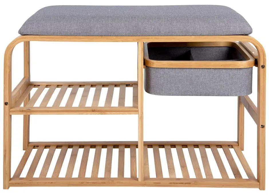 Bench bambusz cipőtartó szürke ülőrésszel, szélesség 70 cm - Leitmotiv