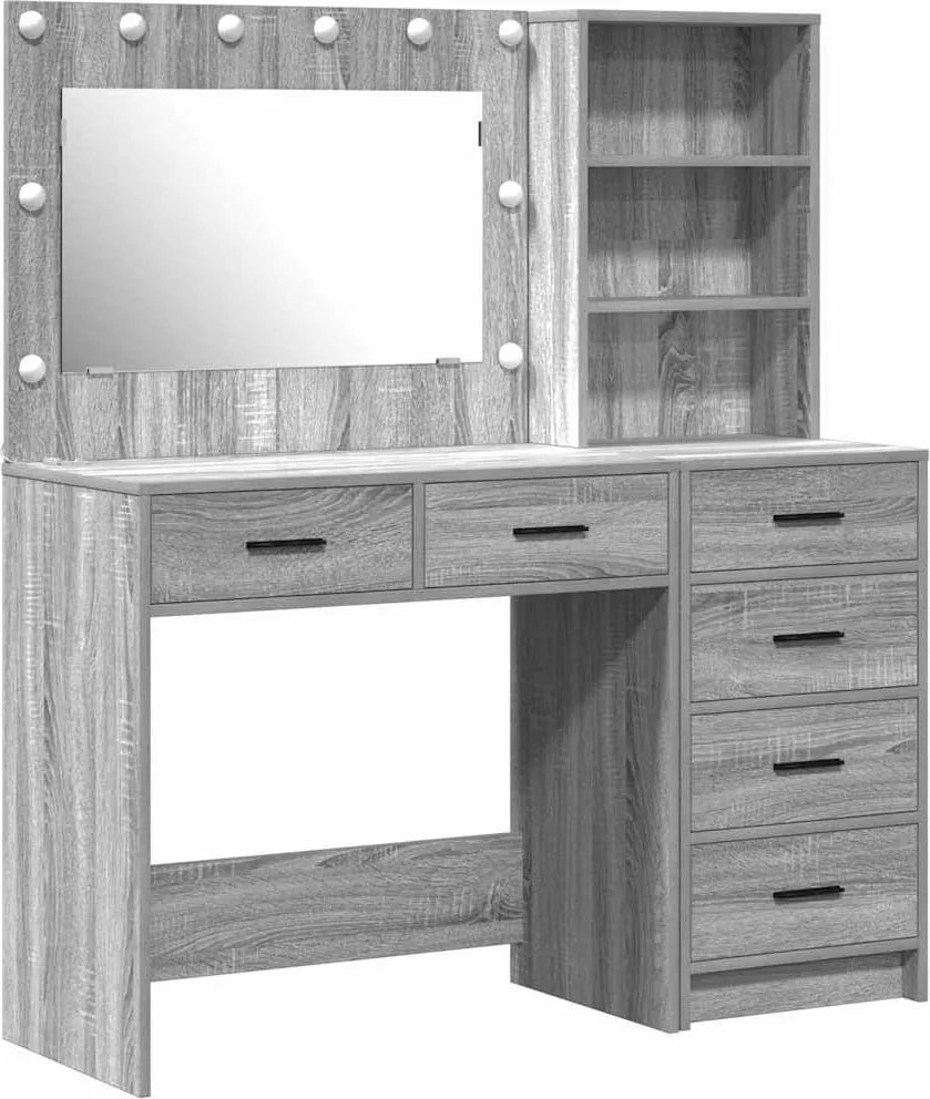 vidaXL Öltözködőasztal Világosszürke 78.5 x 41 x 135 cm Faanyag