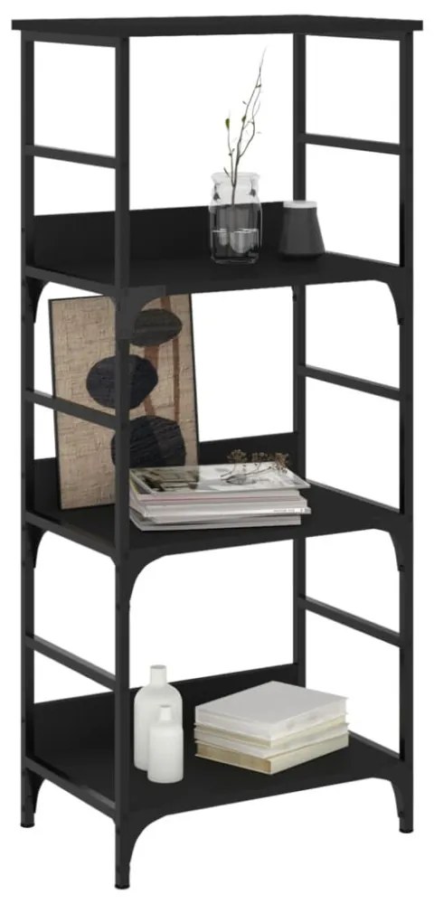 fekete szerelt fa könyvespolc 50 x 33 x 117,5 cm