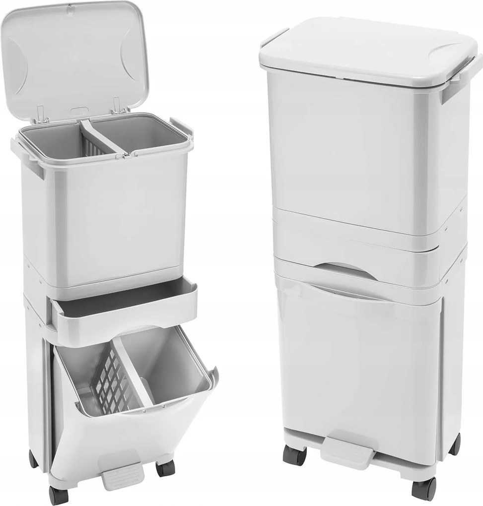 Szelektív hulladékgyűjtő kosár Háztartási szemetes vödör a konyha kerekek