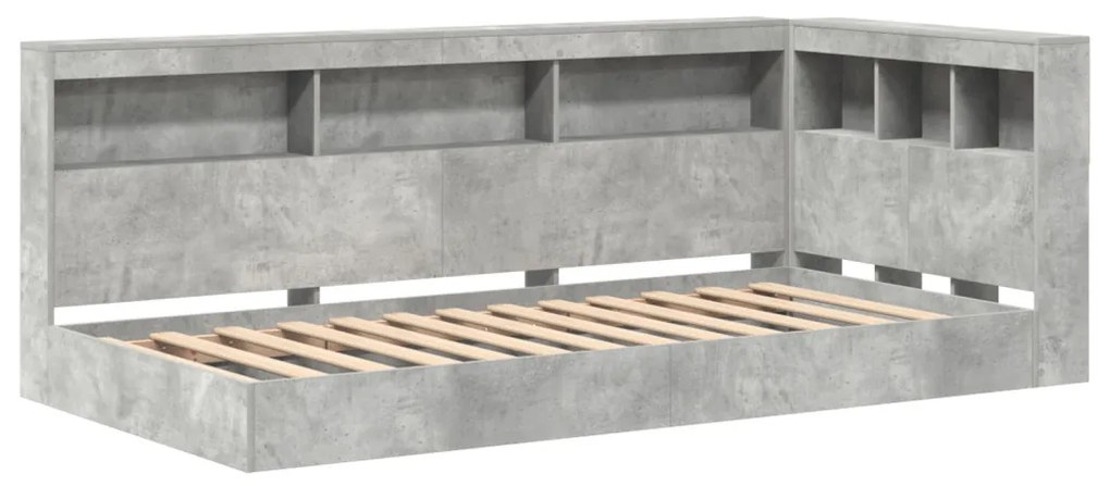 Könyvespolcos ágy Beton szürke 75x190 cm Mérnöki fa