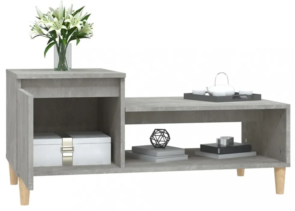 betonszürke szerelt fa dohányzóasztal 100 x 50 x 45 cm