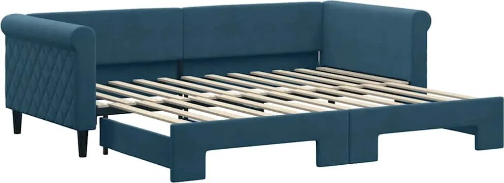 vidaXL kék kihúzható szövet heverő 90 x 200 cm