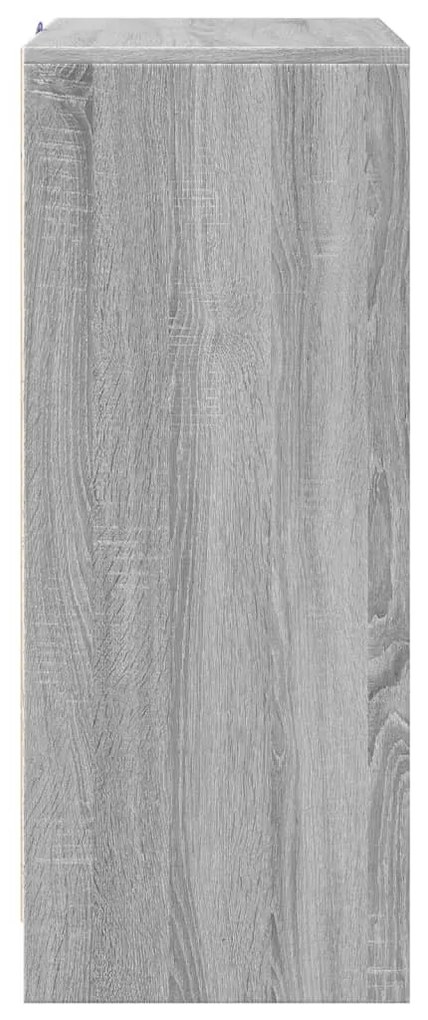 szürke sonoma szerelt fa tálalószekrény LED-del 77 x 34 x 85 cm
