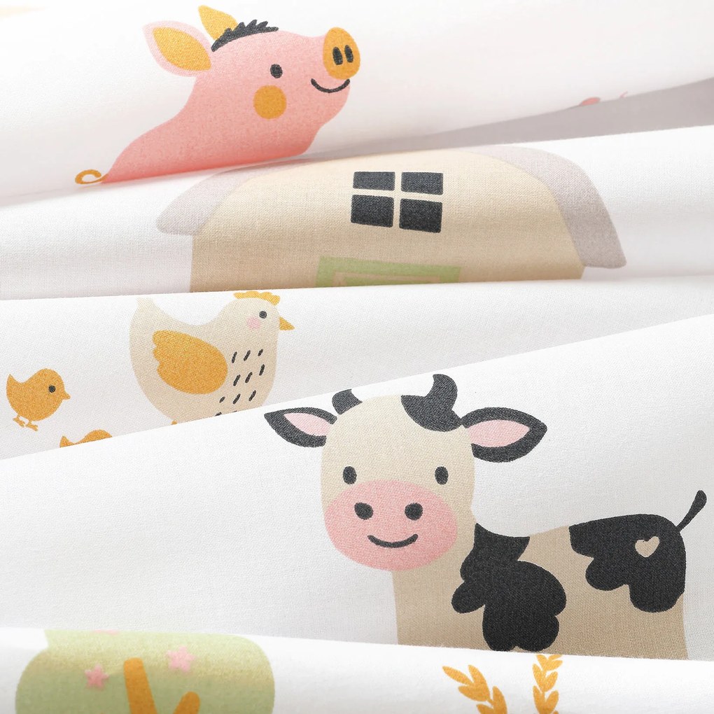 Goldea gyermek gumis pamut lepedő kiságyba - élet a farmon 60 x 120 cm