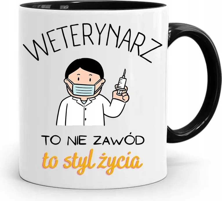 Fekete Bögre Ajándék Állatorvosnak Egy Életstílus, fényképes nyomtatással