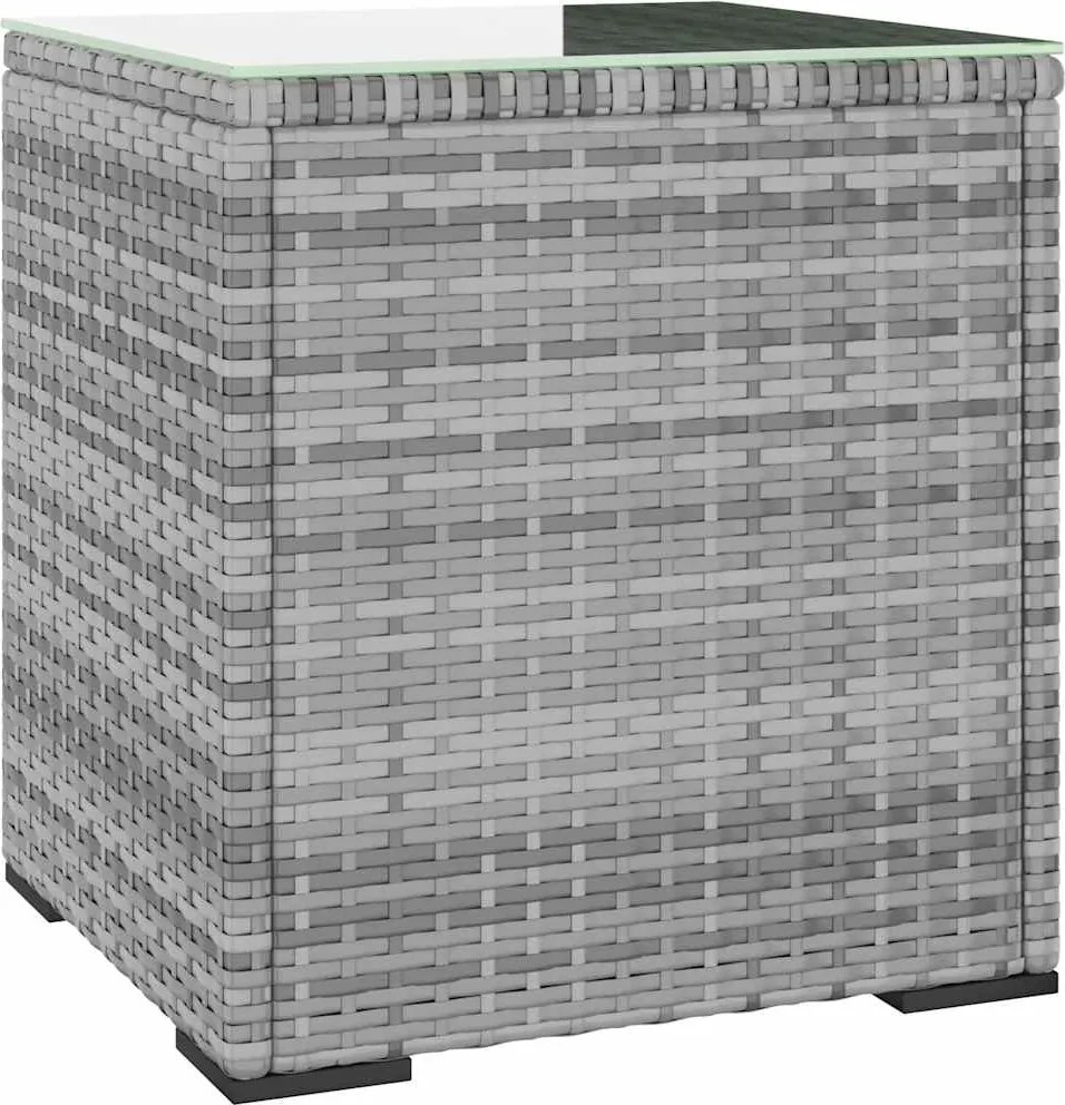 vidaXL szürke polyrattan és edzett üveg kisasztal 40 x 37 x 40,5 cm