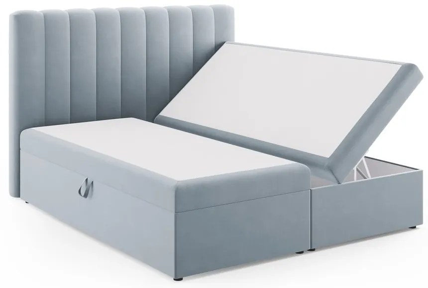 Világoskék boxspring ágy tárolóhellyel 180x200 cm Gina – Milo Casa