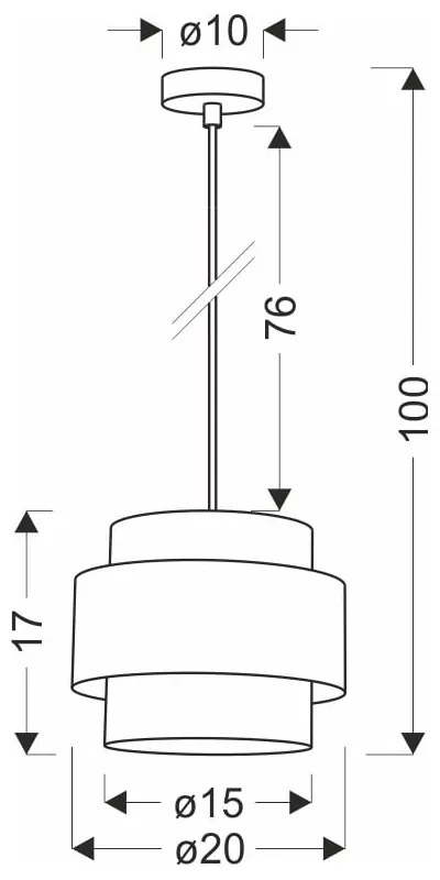 Fekete-natúr színű függőlámpa textil búrával ø 20 cm Twin – Candellux Lighting