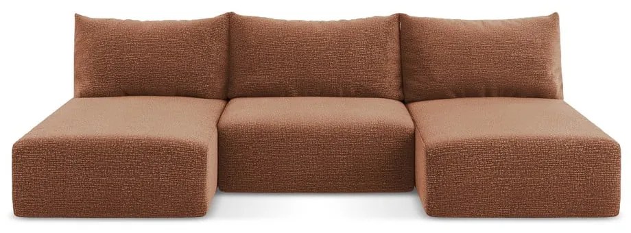 Téglavörös kinyitható-tárolóhelyes sarokkanapé Kalena – Makamii