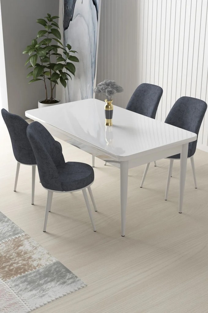 Nil étkezőgarnitúra, fehér-füstszürke, 110 cm