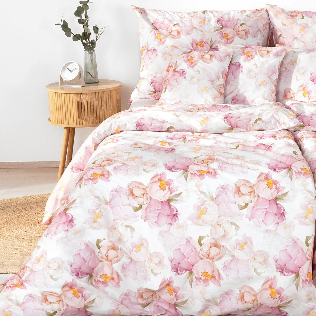 Goldea pamut ágyneműhuzat deluxe - virágzó pünkösdi rózsavirágok 140 x 200 és 70 x 90 cm