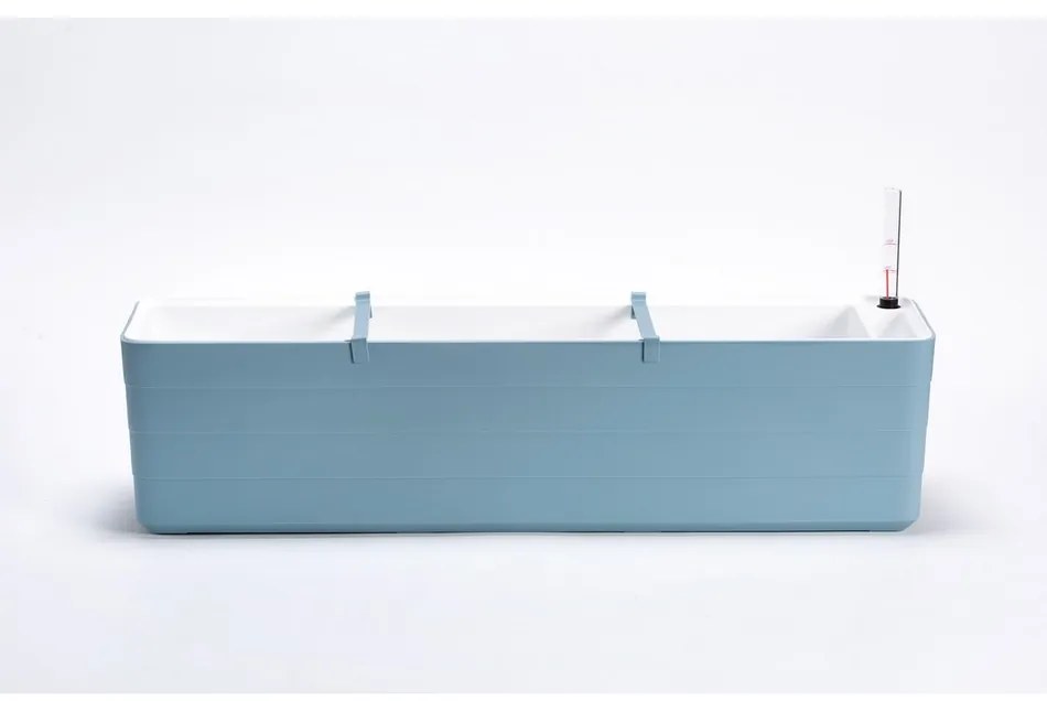 Plastia Berberis 80 önöntöző virágláda, szürkés- kék + fehér, 80 cm
