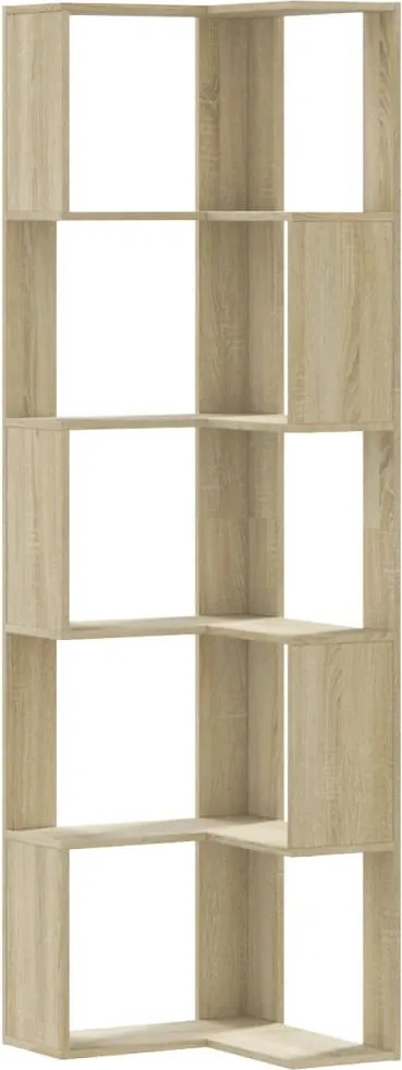 vidaXL 5 szintes sonoma tölgy szerelt fa sarok könyvespolc 50x50x179cm